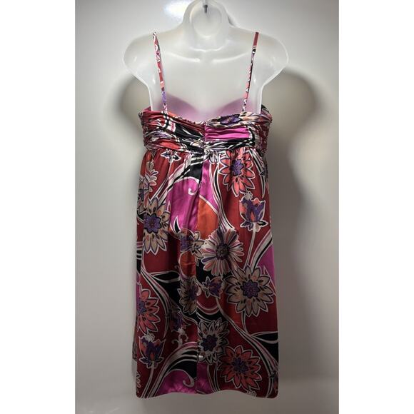 OC By OC Oleg Cassini Y2K 100% Silk Floral Dress Jewel Tones Beaded Midi Size 6 - Picture 5 of 8